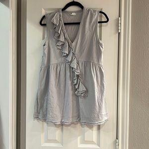 Caslon ruffle top in grey